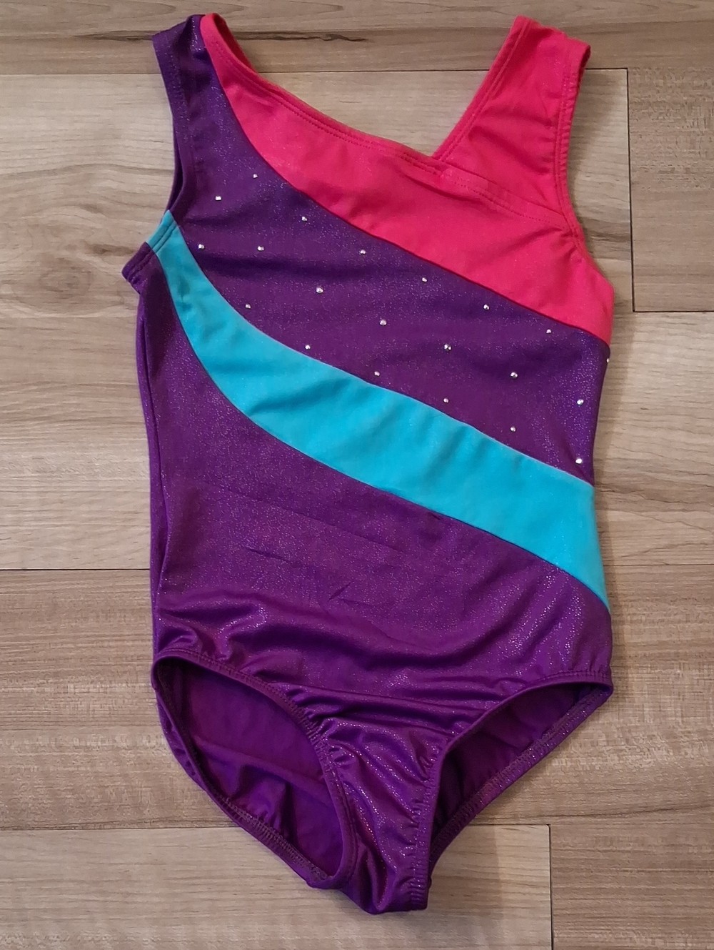 Danskin Purple, Pink & Teal Sparkle Gymnastics Leotard Child 7/8 (L)